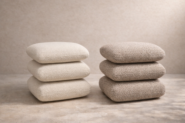 Draaibare Light&living poef in de kleur sand+cream