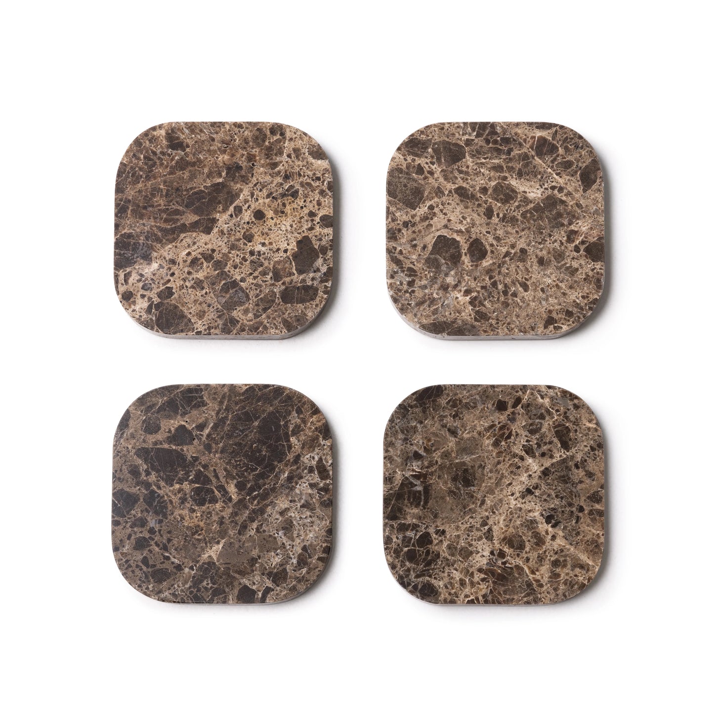Onderzetter marmer - organisch - bruin set van 4 stuks - 10x10x1cm