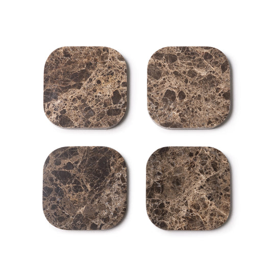 Onderzetter marmer - organisch - bruin set van 4 stuks - 10x10x1cm