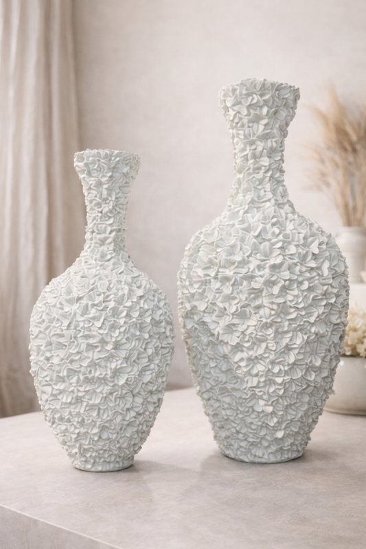 Vaas-olivia flowers- sand-Ø29x60cm