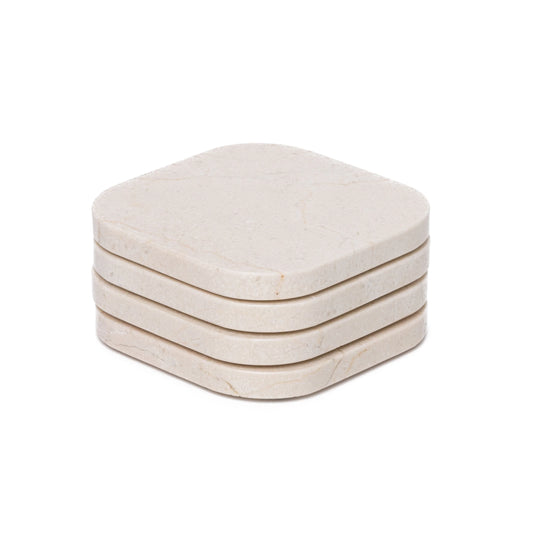 Onderzetter marmer - organisch - beige set van 4 stuks - 10x10x1cm
