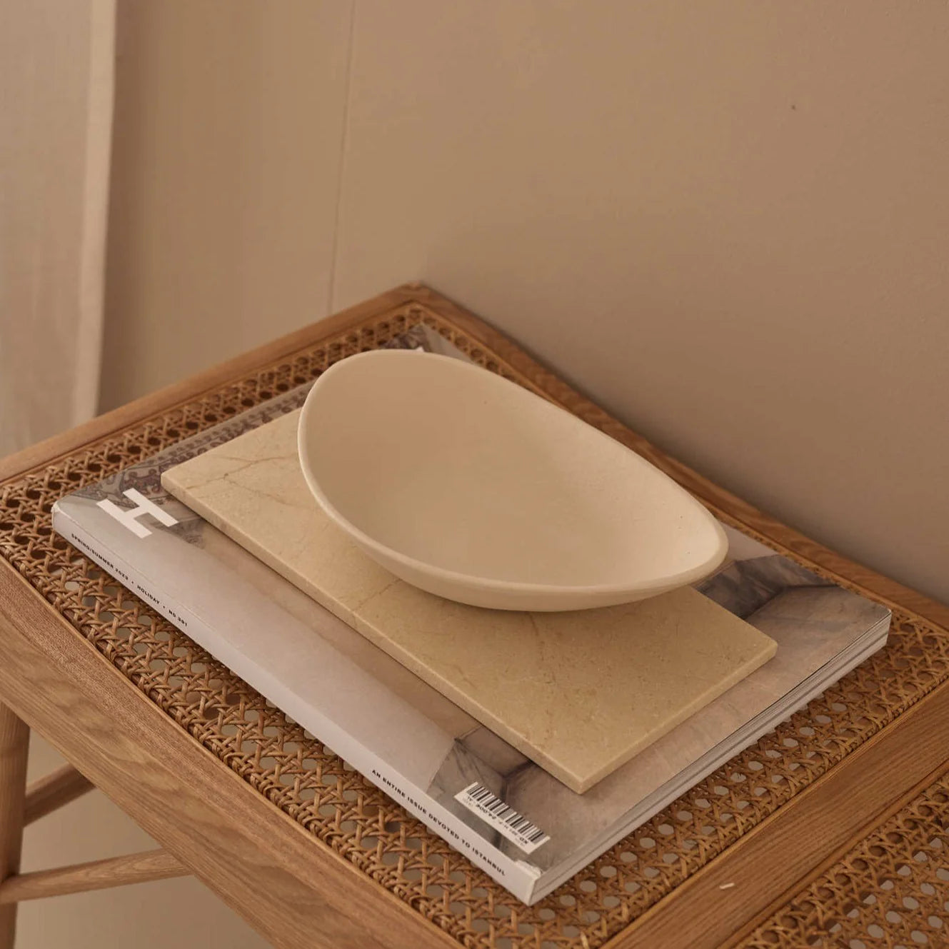 Marmer dienblad rechthoek MAAT M beige 15x30cm
