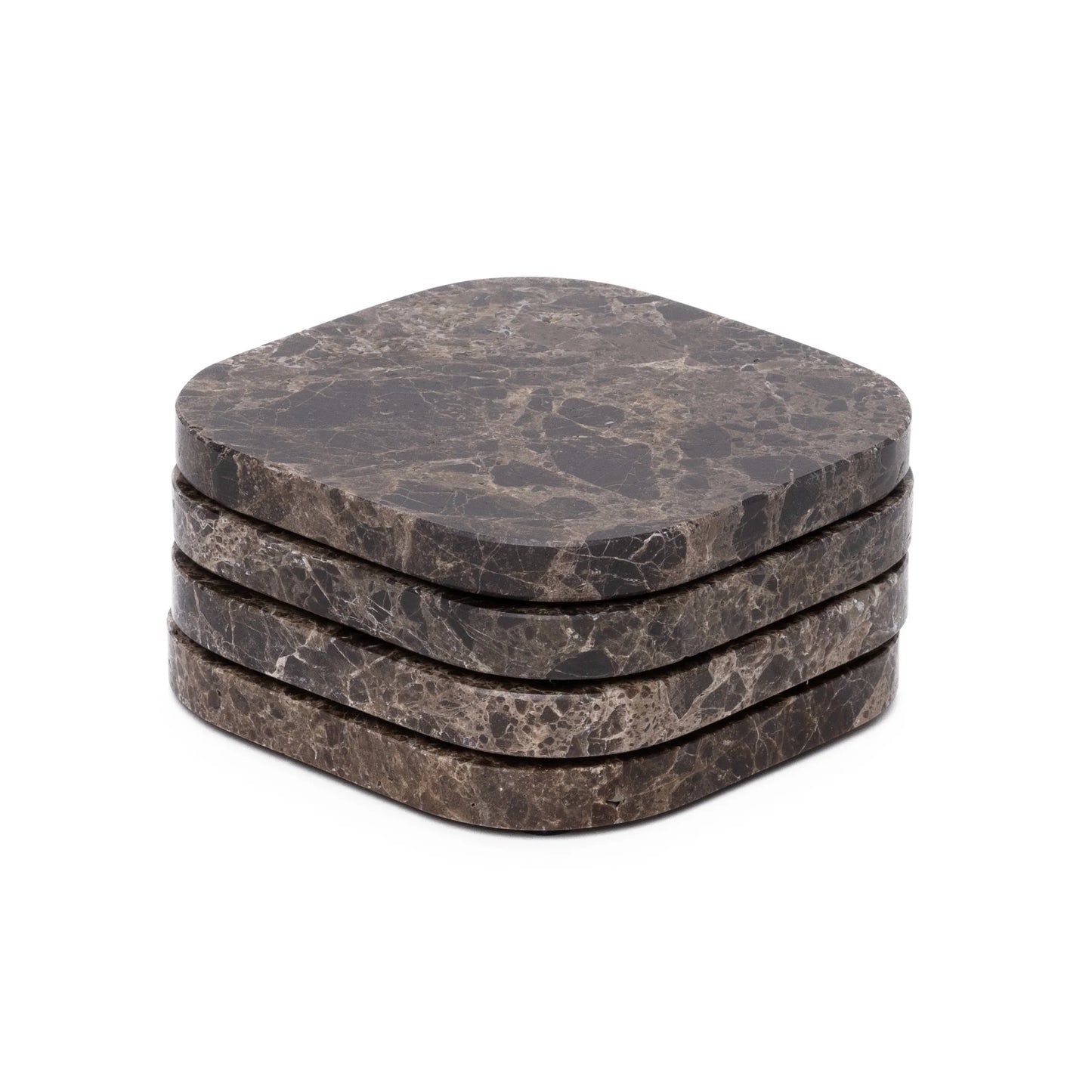 Onderzetter marmer - organisch - bruin set van 4 stuks - 10x10x1cm
